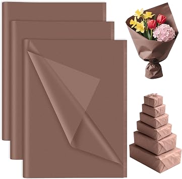 PLULON 120 Sheets Brown Tissue Paper for Gift Bags, Gift Wrapping Paper Tissue Bulk for Crafts Packaging Birthday Baby Shower, Wedding Holiday Flower Bachelorette Bridal Party Decorations