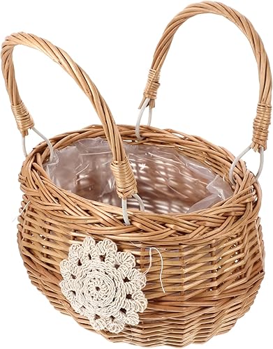 Miniatura 8 de BESPORTBLE 3pcs Portable Wicker Flower Basket Seagrass Basket Tassel Trim Easter Basket Storage Basket Handheld Basket Market Basket with Handle