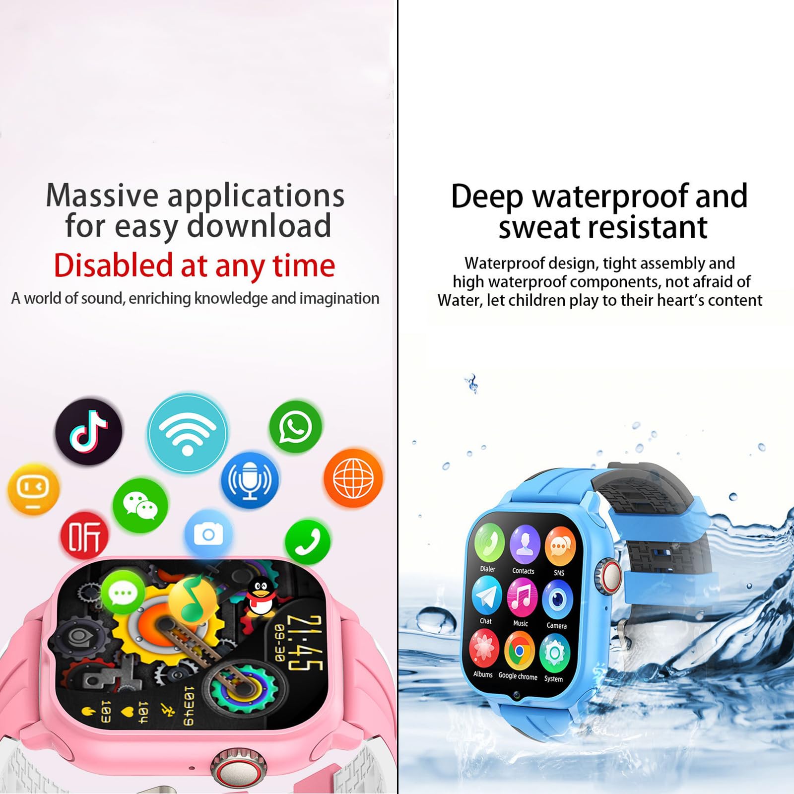 4G Smartwatch GPS Dla Dzieci Wi-Fi Wodoodporny Telefon Wideo Śledzenie Czasie Rzeczywistym Inteligentny Zegarek Kamera SOS Alarm Awaryjny Krokomierz Ekranem Dotykowym Anti-Lost Zegarek GPS,Black