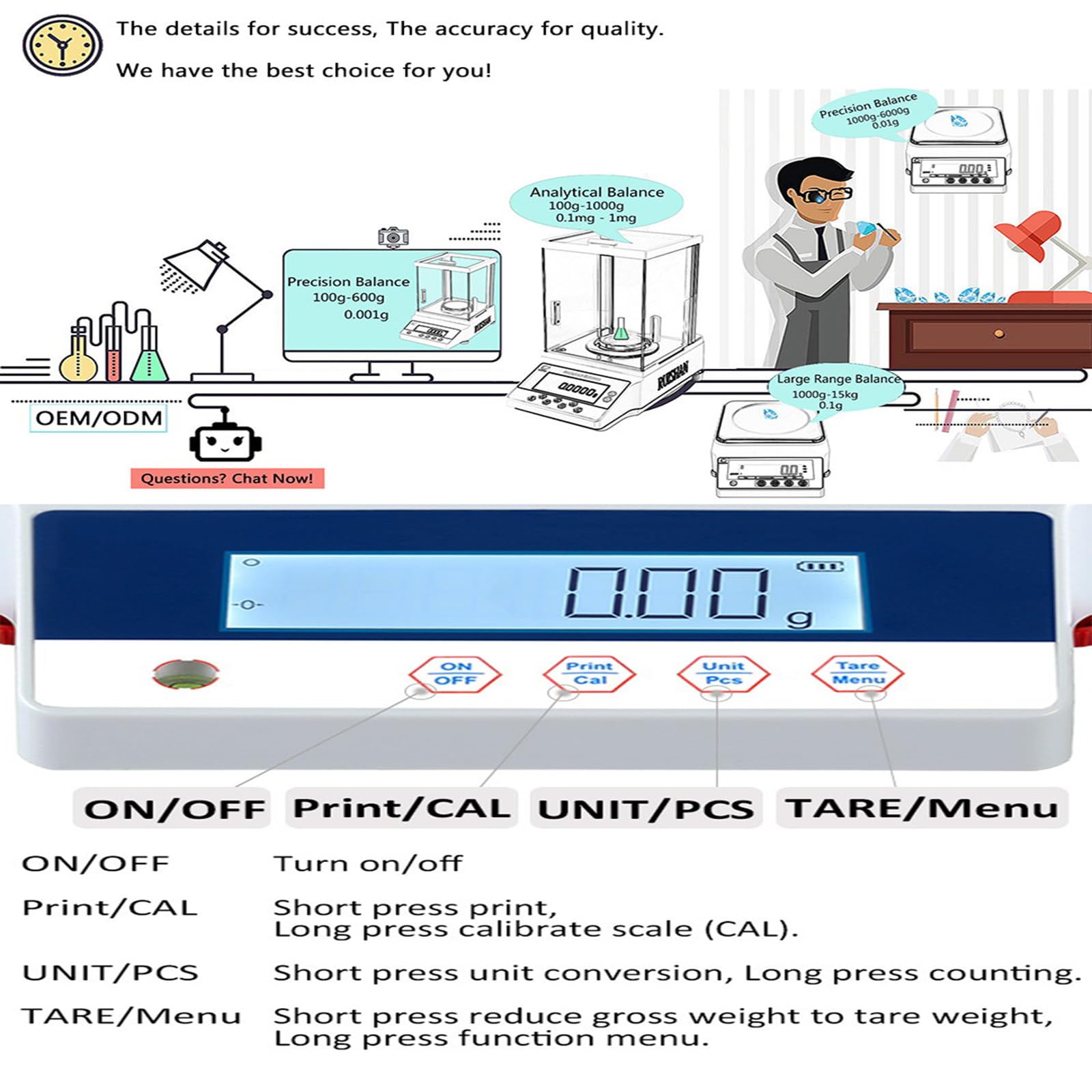 Balanza de precisión electrónica Digital Balanza de Laboratorio Balanza de joyería de 1000 g x 0,01 g para Uso científico Balanza analítica de precisión de 2000 g