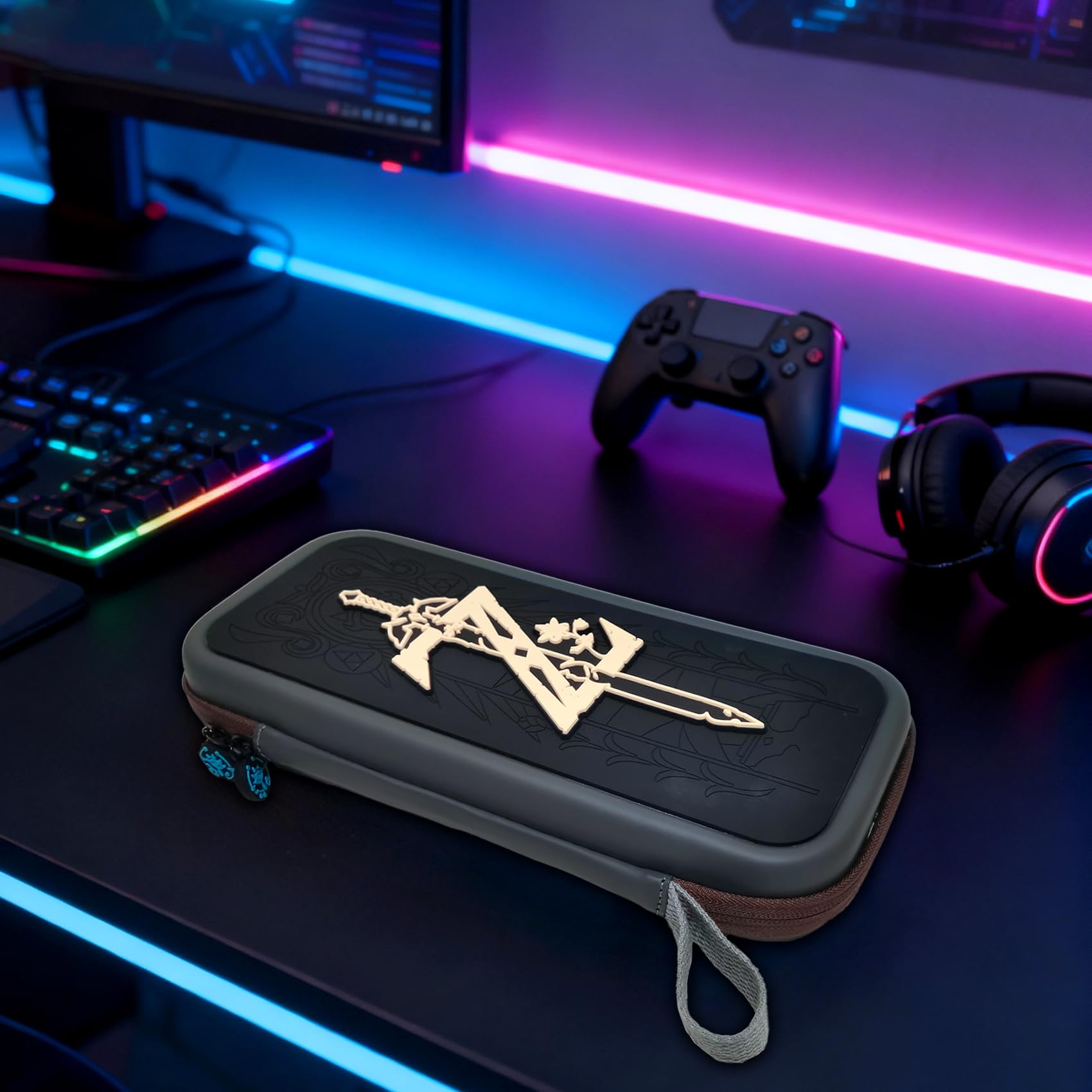 Custodia Switch 2, Borsa de Protettiva per Switch 2 (2025), con Tasche a Rete e Cerniera a Tema, per 10 Schede di Gioco e Accessori, Grigio