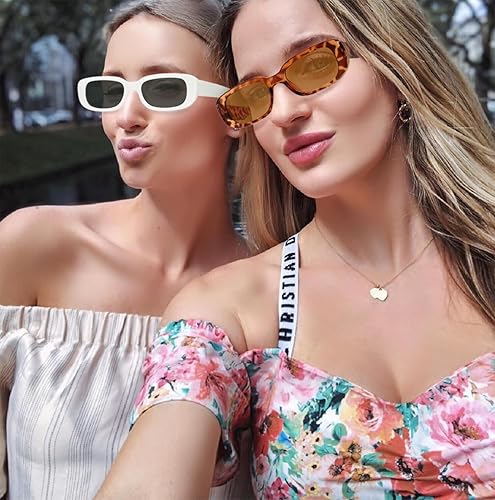 Miniatura 6 de Paquete de 2 lentes de sol rectangulares Y2K de los años 90 retro para mujeres y hombres, gafas vintage, marco cuadrado, protección UV400