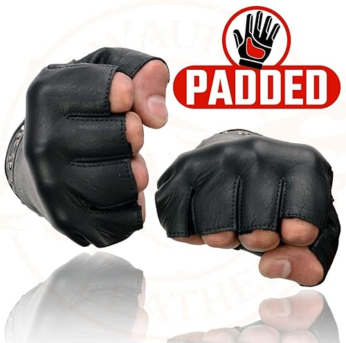 Miniatura 2 de Milwaukee Leather Guantes sin dedos de cuero para mujer con detalles de remaches (,)