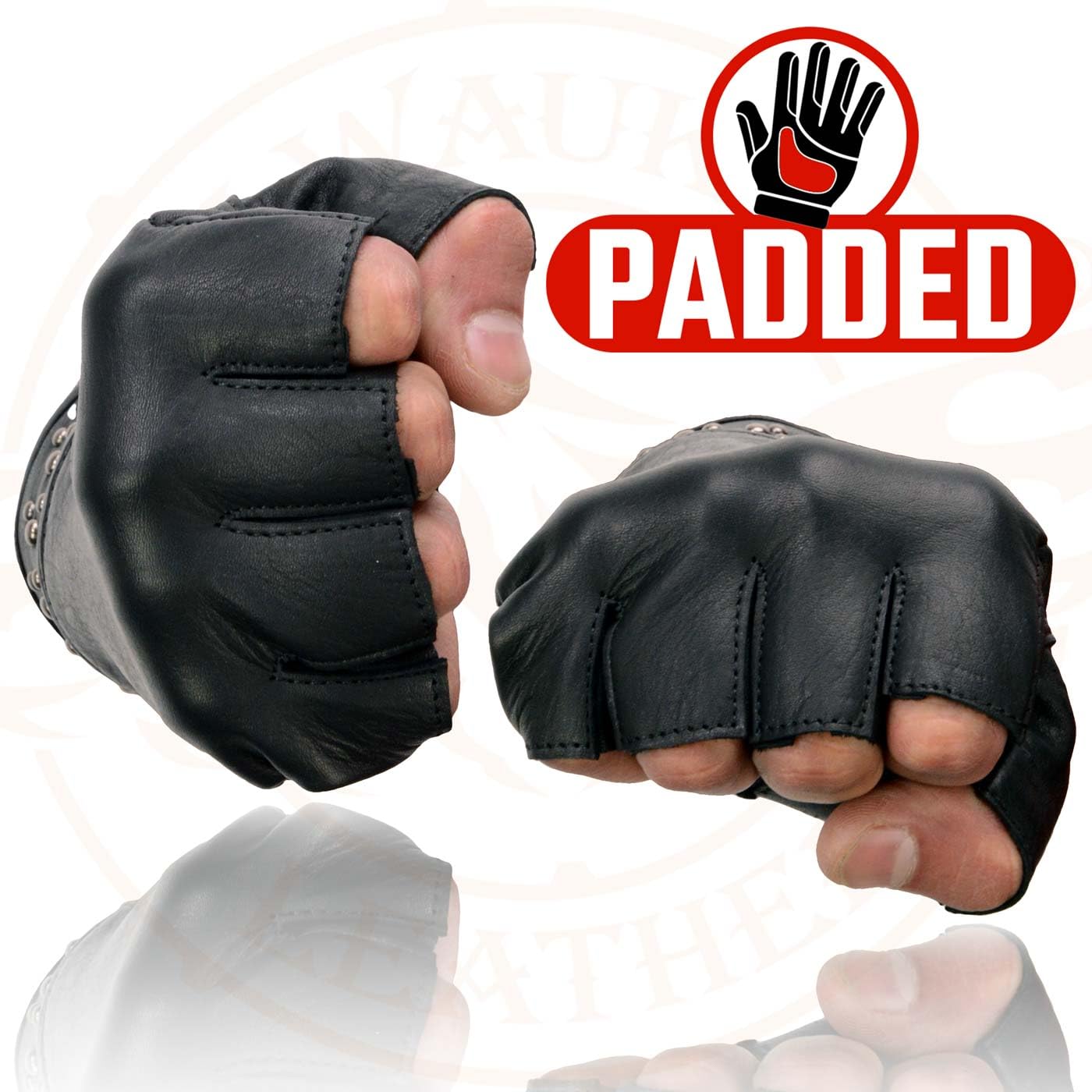 Milwaukee Leather Women's Leather Motorcycle Fingerless Hand Gloves - Medium