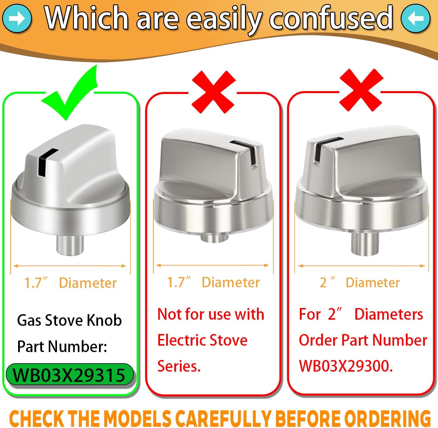 WB03X29315 Gas Metal Knobs for GE Profile Stove Knobs Replacements,Compatible with GE JGP5030SLSS JGP5036SLSS JGP5030SL1SS JGP5036SL1SS,Replaces AP6327765 4585907,Gas Range Cooktop Control Knob