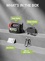 Vista 9 de YESPER 12V/24V Car Jump Starter, 6000A Peak 5.1 lbs Portable Jump Starter Battery Pack Quick Charge with AC Adapter 36400mAh Battery Booster Pack