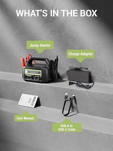 Miniatura 9 de YESPER Arrancador de coche de 12 V24 V, pico de 6000 A, 5.1 libras, batería de arranque portátil, carga rápida con adaptador de CA, paquete de