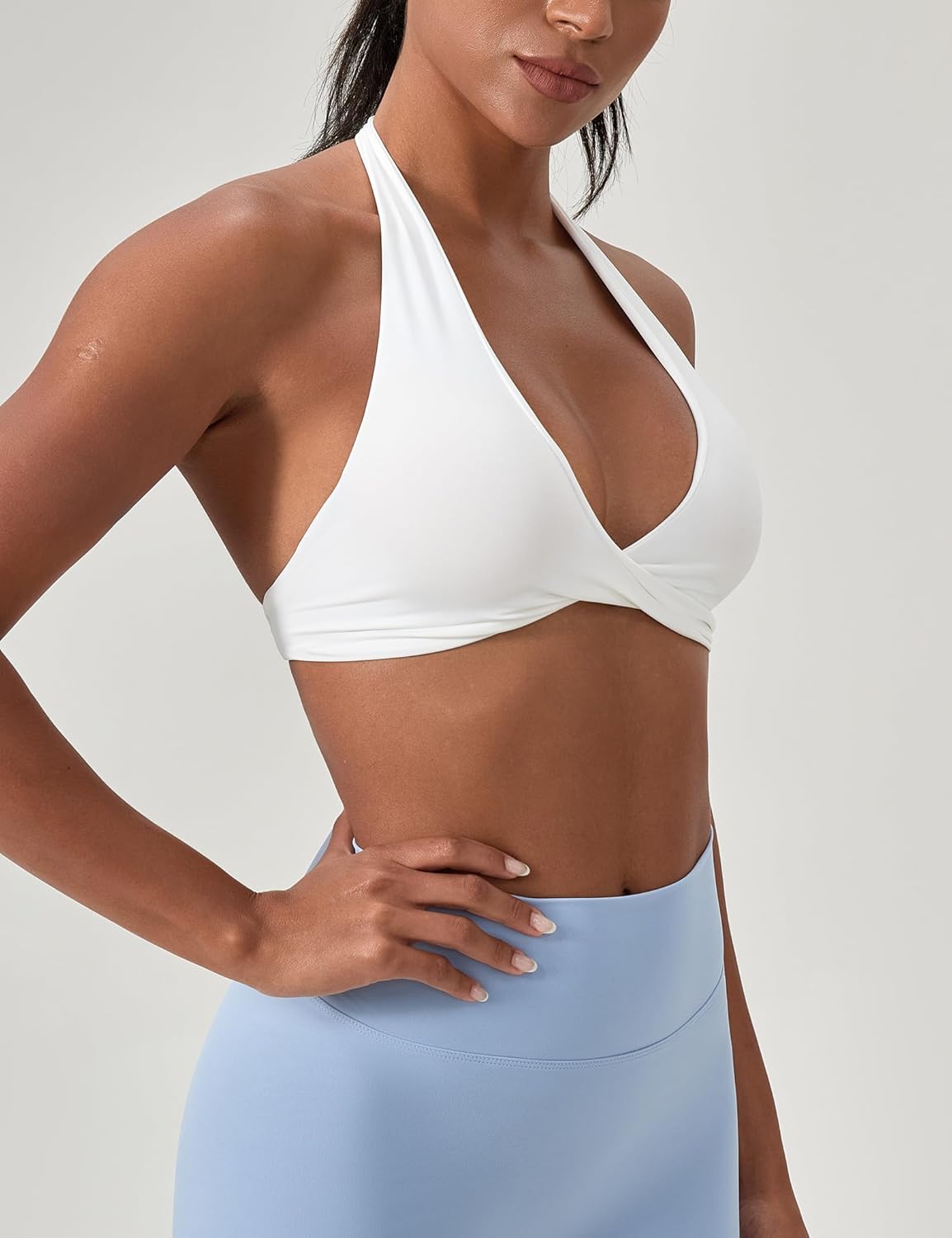 Sports Bras for Women Seamless Halter Bra Front Twist Crop Workout Tops Yoga Backless Bra with Removeable Pads - Image 7