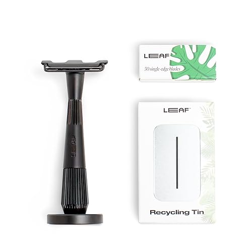 Leaf Shave El juego de maquinilla de afeitar Twig, Mercury incluye 1 maquinilla de afeitar ramita, 1 soporte de maquinilla de afeitar a juego, 1