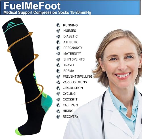 Miniatura 35 de FuelMeFoot - Paquete de 3 calcetines de compresión de color cobre, calcetines de compresión para mejorar la circulación, para mujeres y hombres, 00