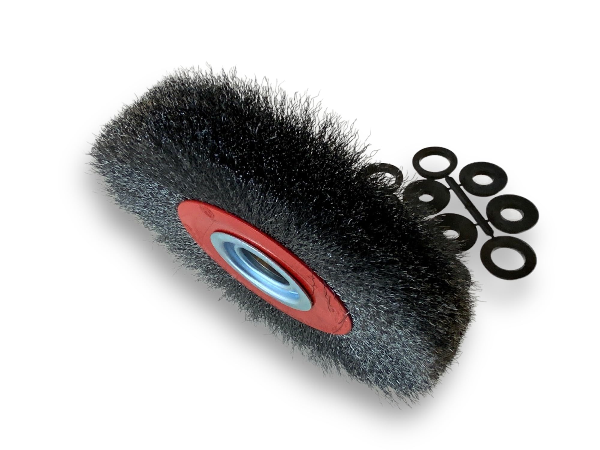 Brosse circulaire ACIER | Ø 200 mm | Epaisseur 3 rangs | Fil souple 0.20 mm ondulé | Alésage 32 mm + réducteur bague 25/22/20/16/12 mm | Touret meuleuse affûteuse ponceuse | Kibros 238203AV