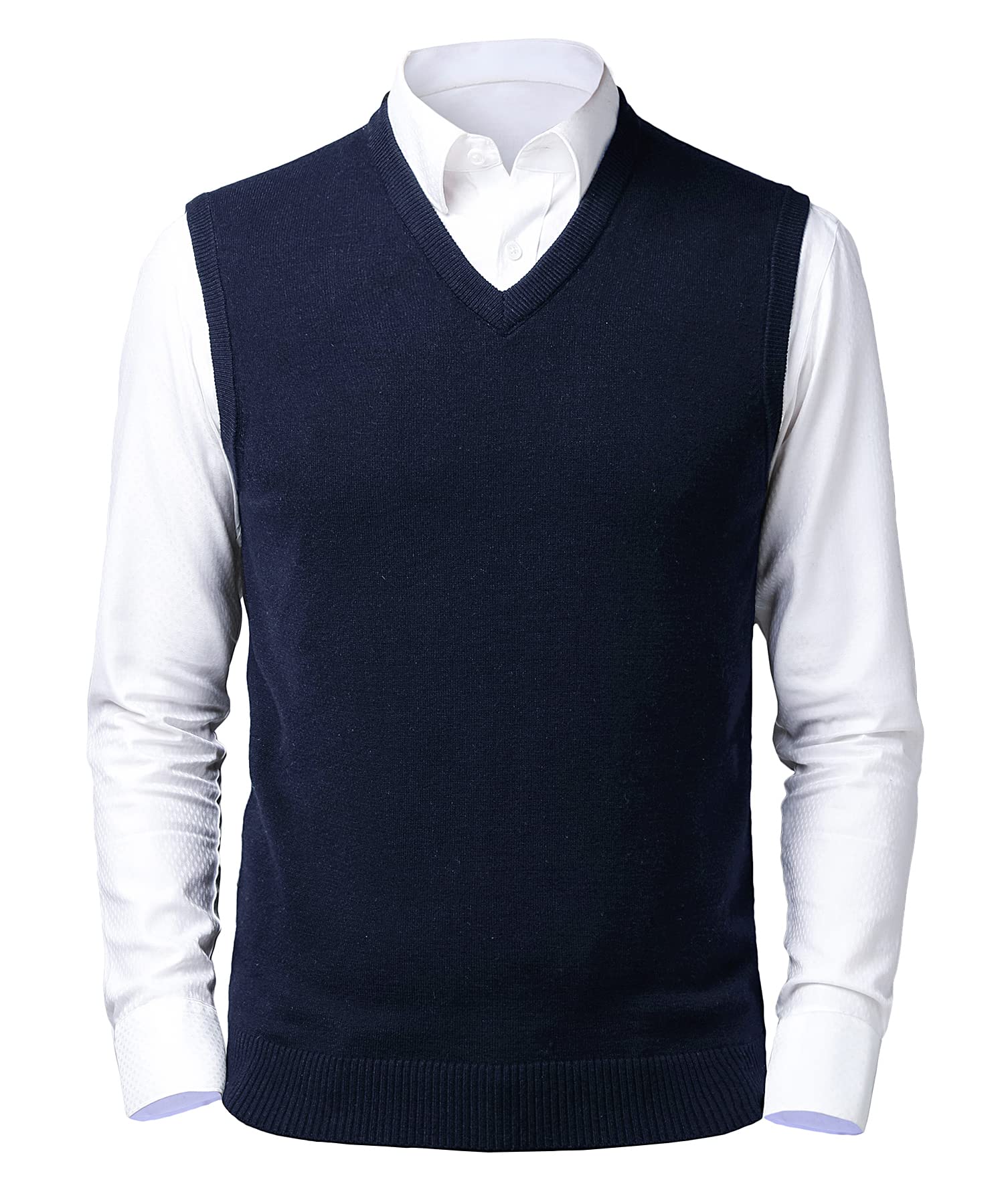 Chaleco SuéTer para Hombre con Cuello en V Jersey de Punto sin Mangas clásico Caballero Cardigans Chaqueta Otoño Invierno Prendas de Punto Pullover