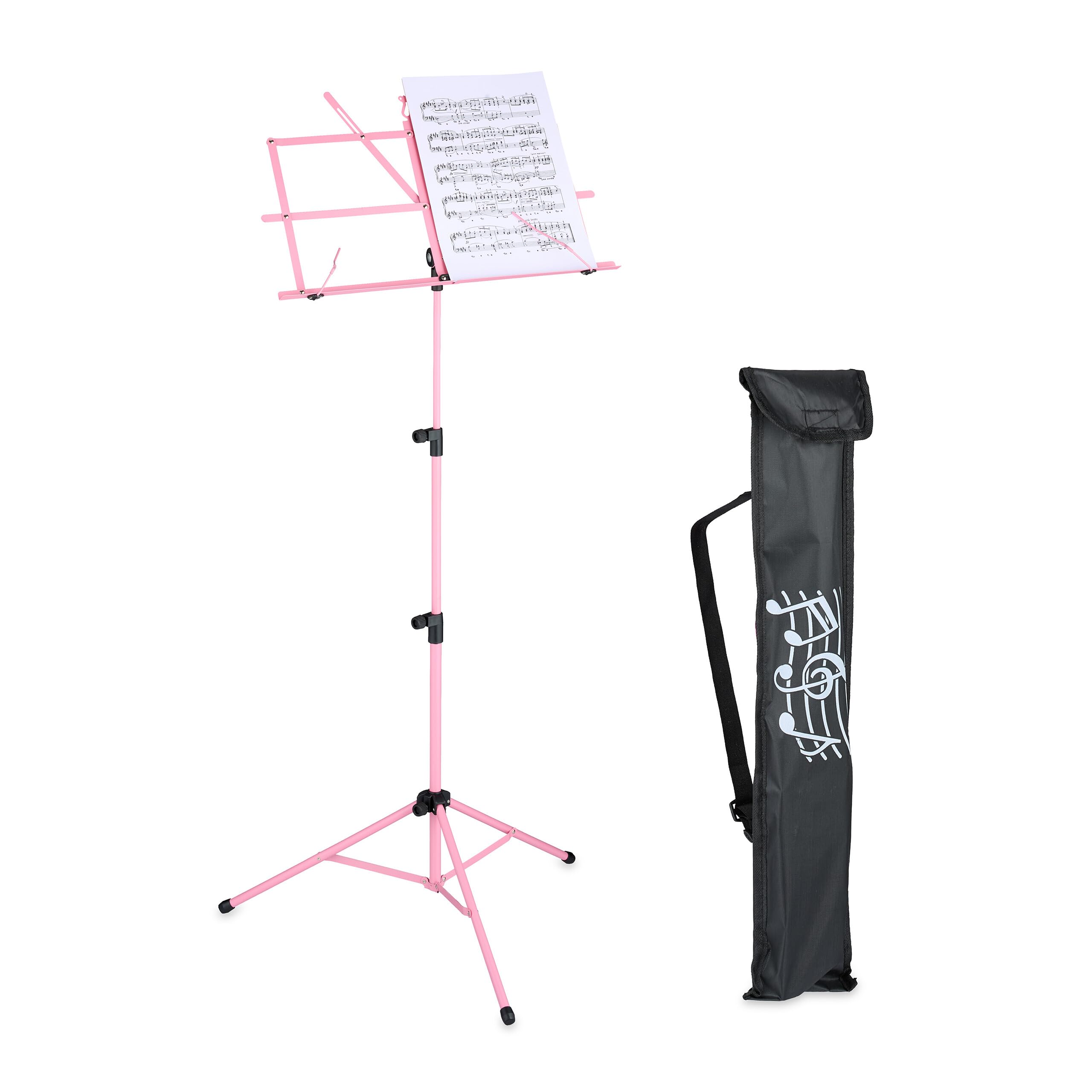 Pupitre de musique rose pliable et réglable en hauteur Relaxdays