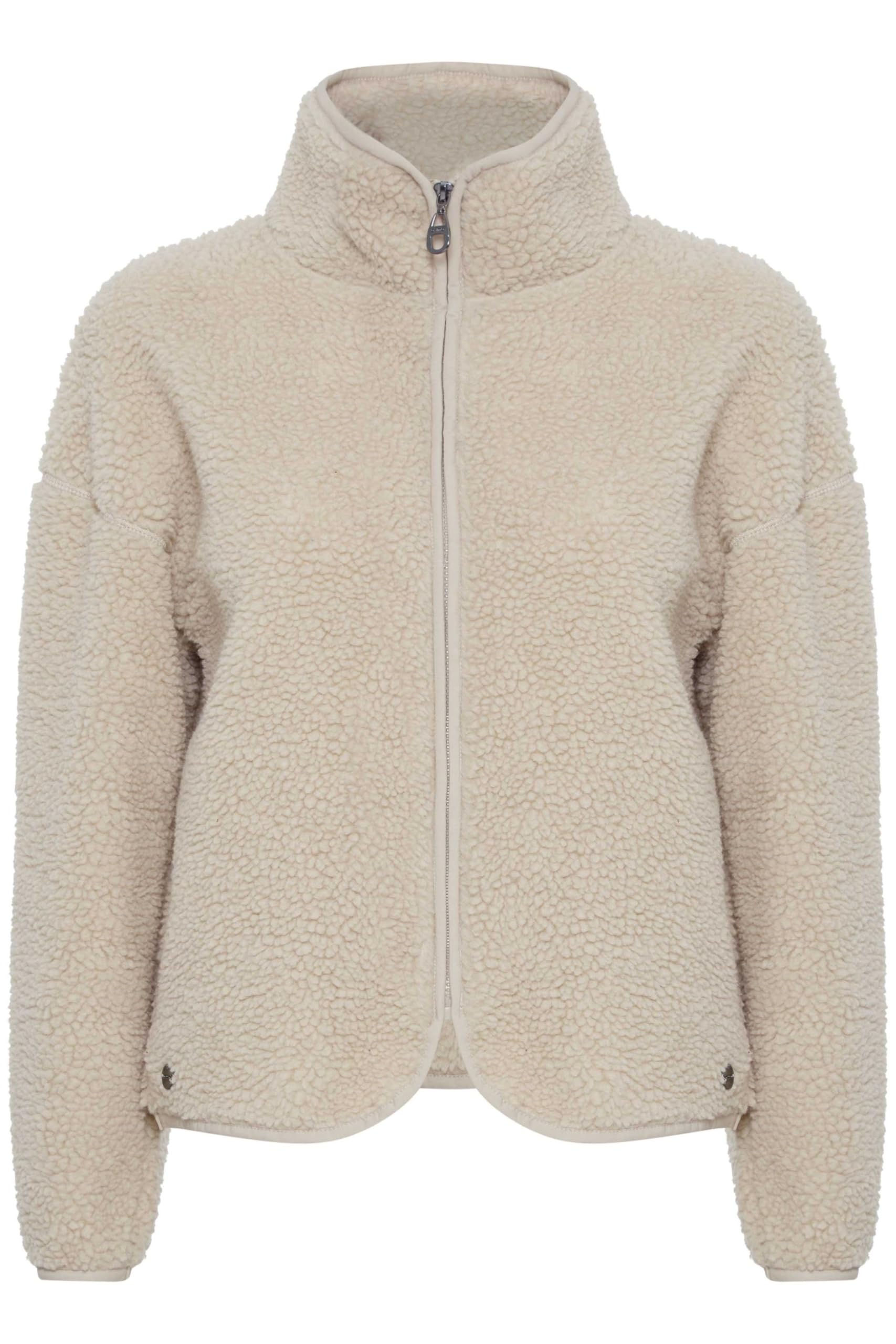 OXMO OXTonje Damen Sweatjacke Jacke mit Teddyfutter mit Stehkragen Reißverschluss Eingrifftaschen Loose fit