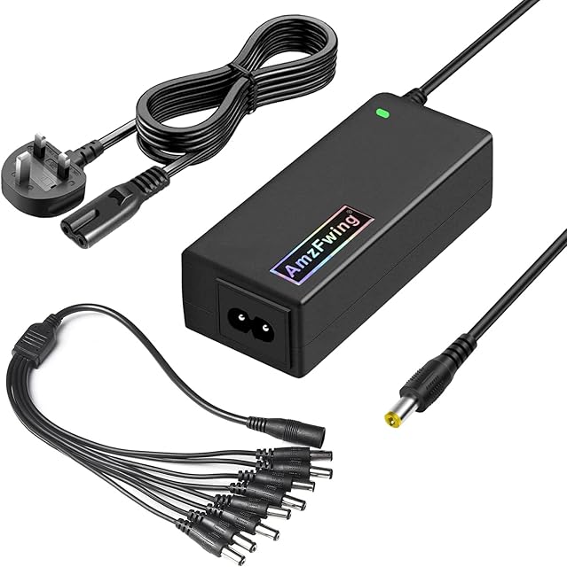 AmzFwing 12V CCTV Security Camera Power Supply, DC 12 Volt 5A AC Adapter Charger for CCTV DVR Surveillance System Lorex Samsung Q-See Night Owl Swann Annke Cameras.