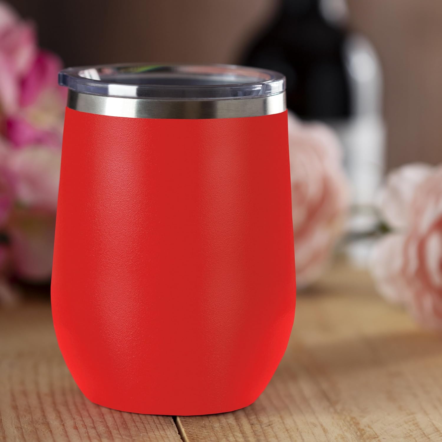 LaserGram Double Wall Stainless Steel Wine Glass Tumbler, Grad Cap Class of 2024, 2025, 2026, 2027, 2028, Personalized Engraving Included (Red)