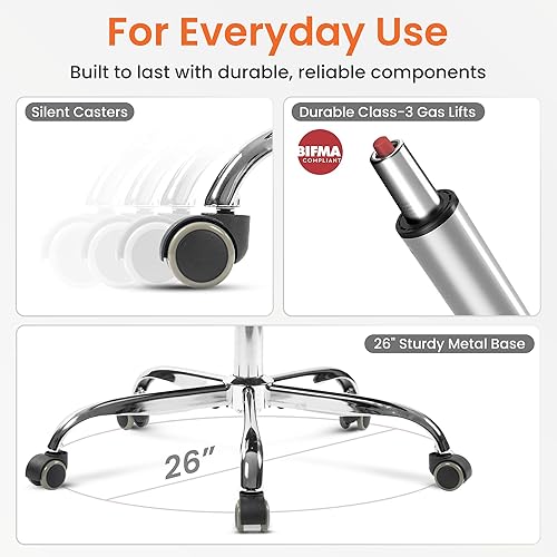 Miniatura 8 de NEO CHAIR Silla de oficina con respaldo alto para computadora, escritorio ejecutivo, cómoda, ergonómica, ajustable, giratoria, de piel sintética,