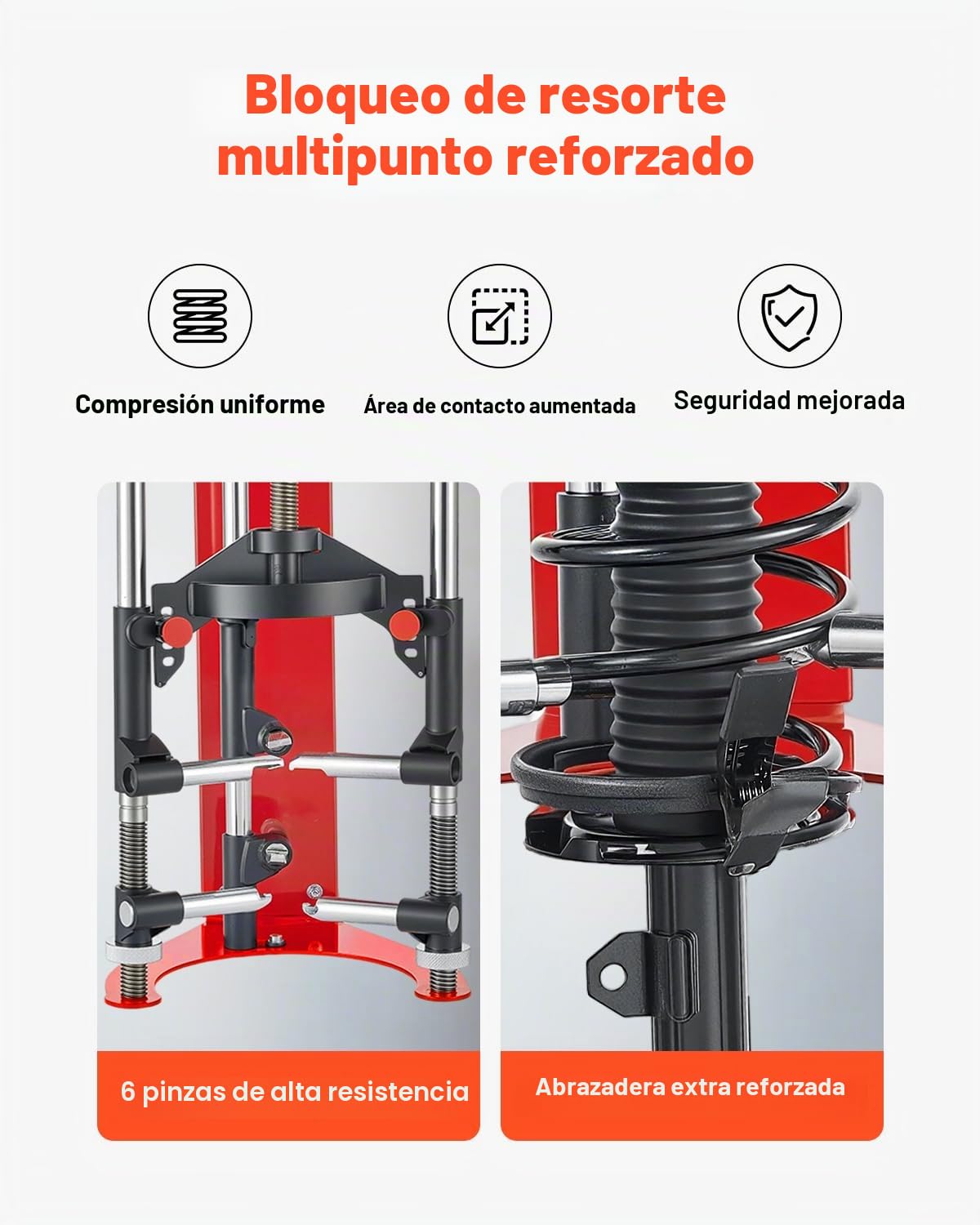 VEVOR Compresor de Resortes de Puntal Ajuste de 4 Niveles Compresor de Puntal con Opciones de Montaje Versátiles Ganchos Multiusos para Comprimir Resortes Helicoidales de hasta 1,4 T para Camiones