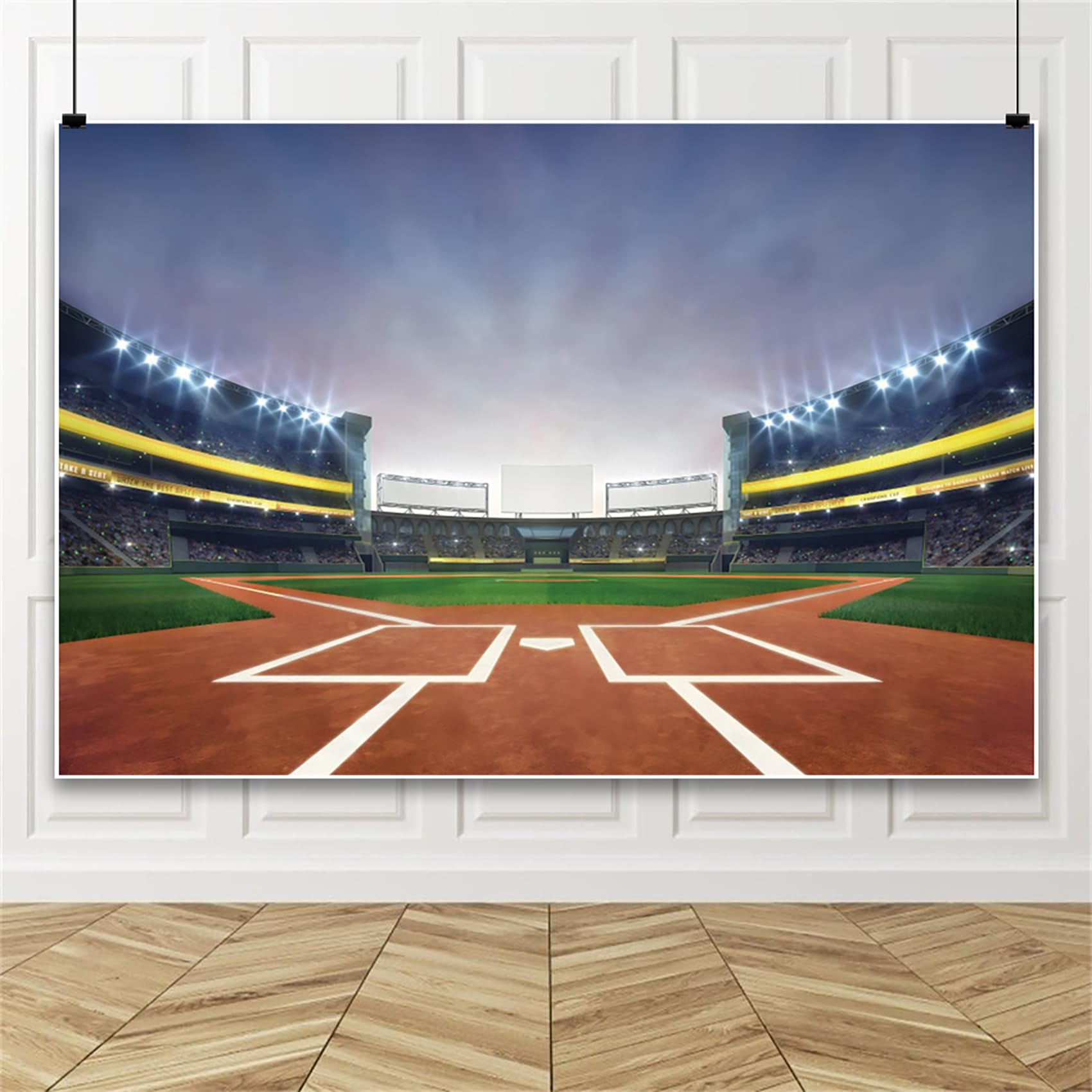 Tło baseballowe 3 x 2,4 m, winylowa trawa, łąka, boisko baseballowe, stadion, reflektor fotograficzny, tło dla miłośników baseballu, tapeta dla chłopca, na imprezę, portret, fotobudka,