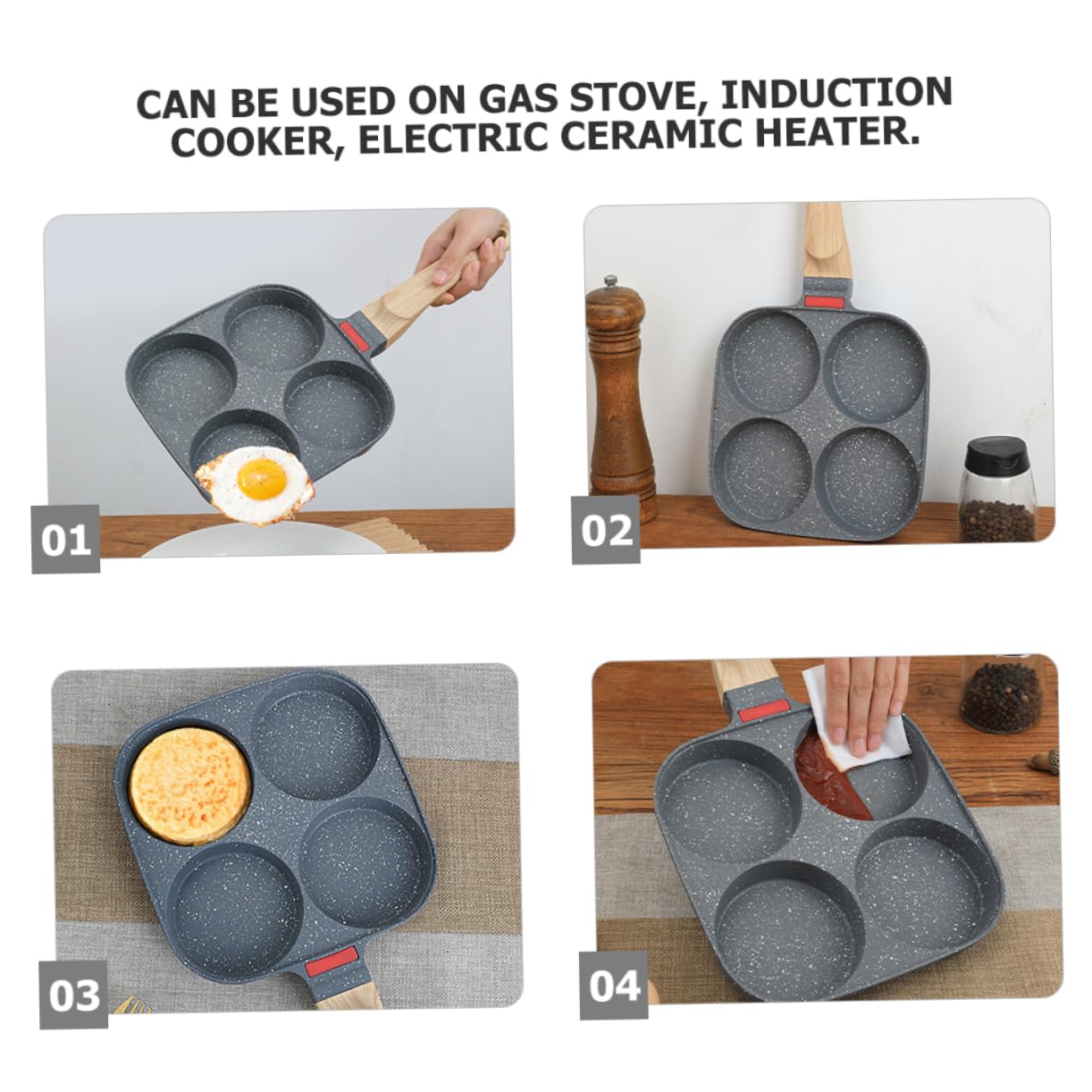 OUNONA Fried Egg Pan Nonstick Breakfast Frying Pan with Handle for Cooking Eggs Pancakes More Compatible with Gas Induction Cookers