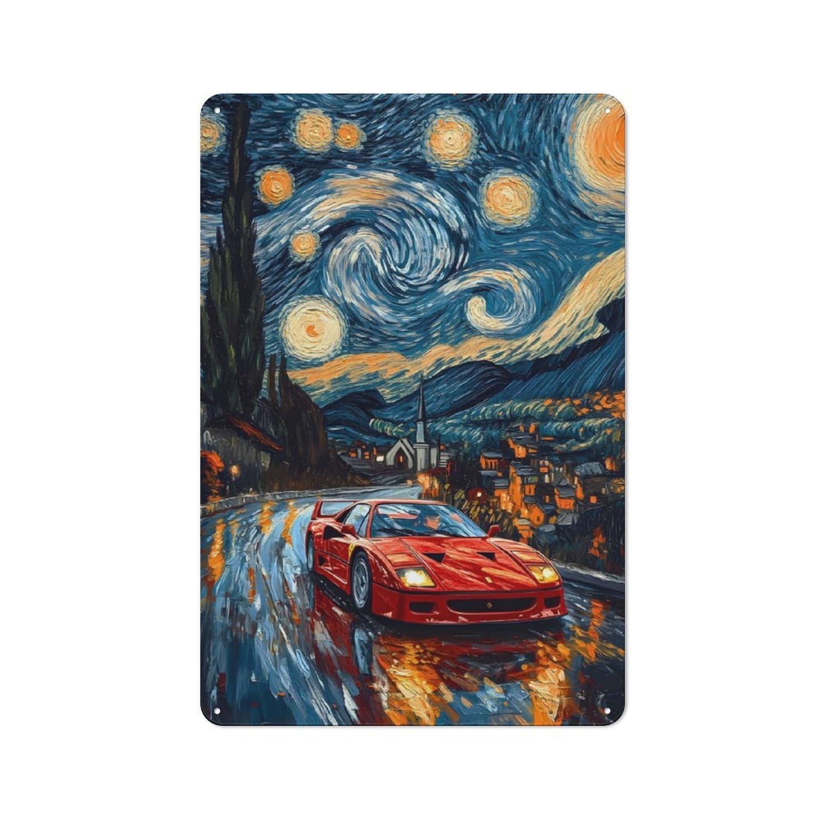 Junmoney Starry Night And F40 For Lounge Or Reading Corner, Retro Metal Plaque 30X20cm, For Vintage Wall Decor Fans, For Metal Sign Collectors