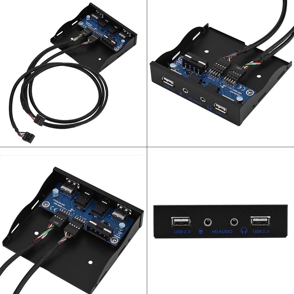 Kafuty Panel przedni dyskietek, model Kafutymrkc7p092e, 2 interfejsy USB 2.0, HD-AUDIO, solidny metal, interfejs audio