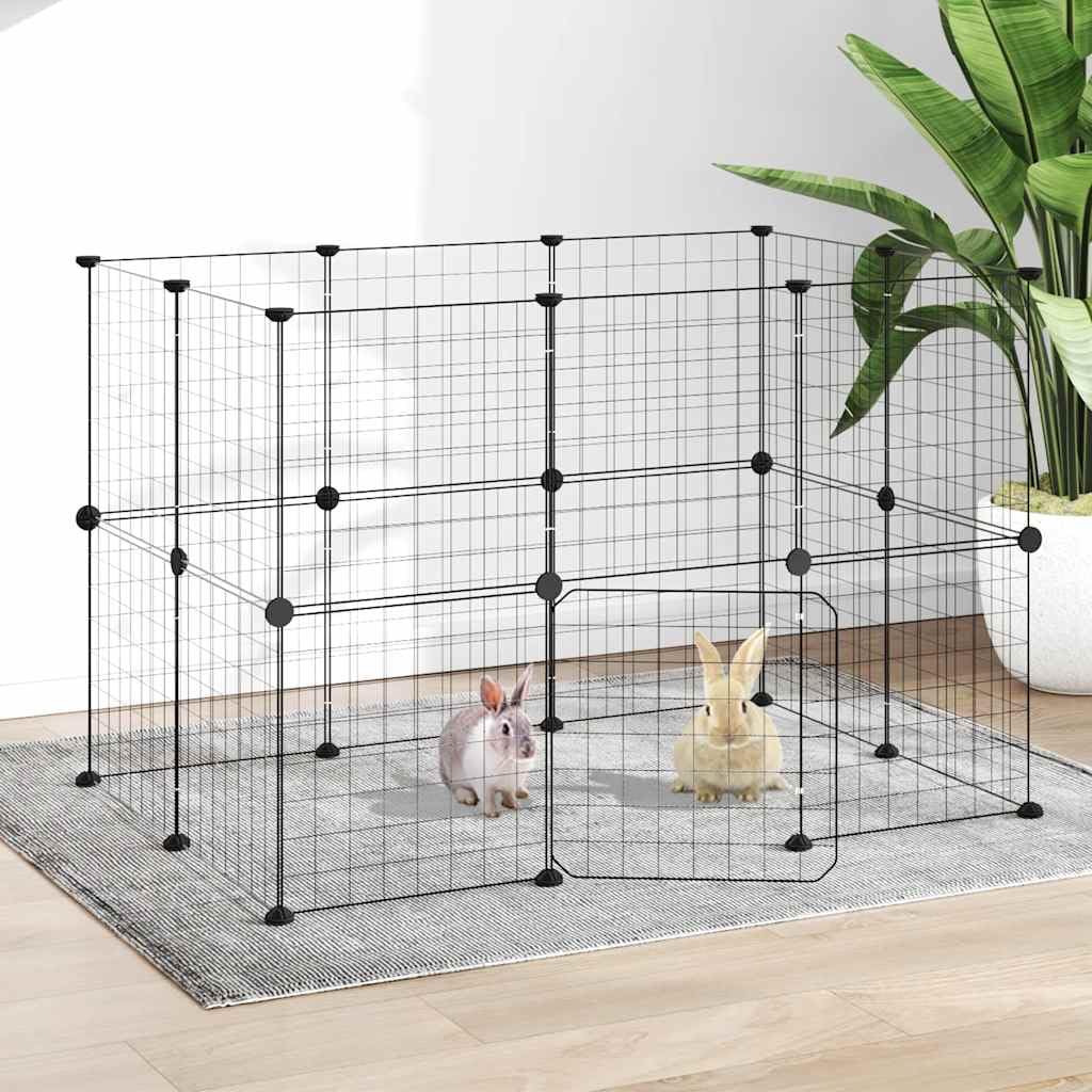 20-TLG. Haustierkäfig mit Tür Schwarz 35x35 cm Stahl,Tier- & Haustierbedarf,Haustierbedarf,Kleintierzubehör,Lebensräume & Gehege für Kleintiere,Schwarz,4.72 kg-3114037