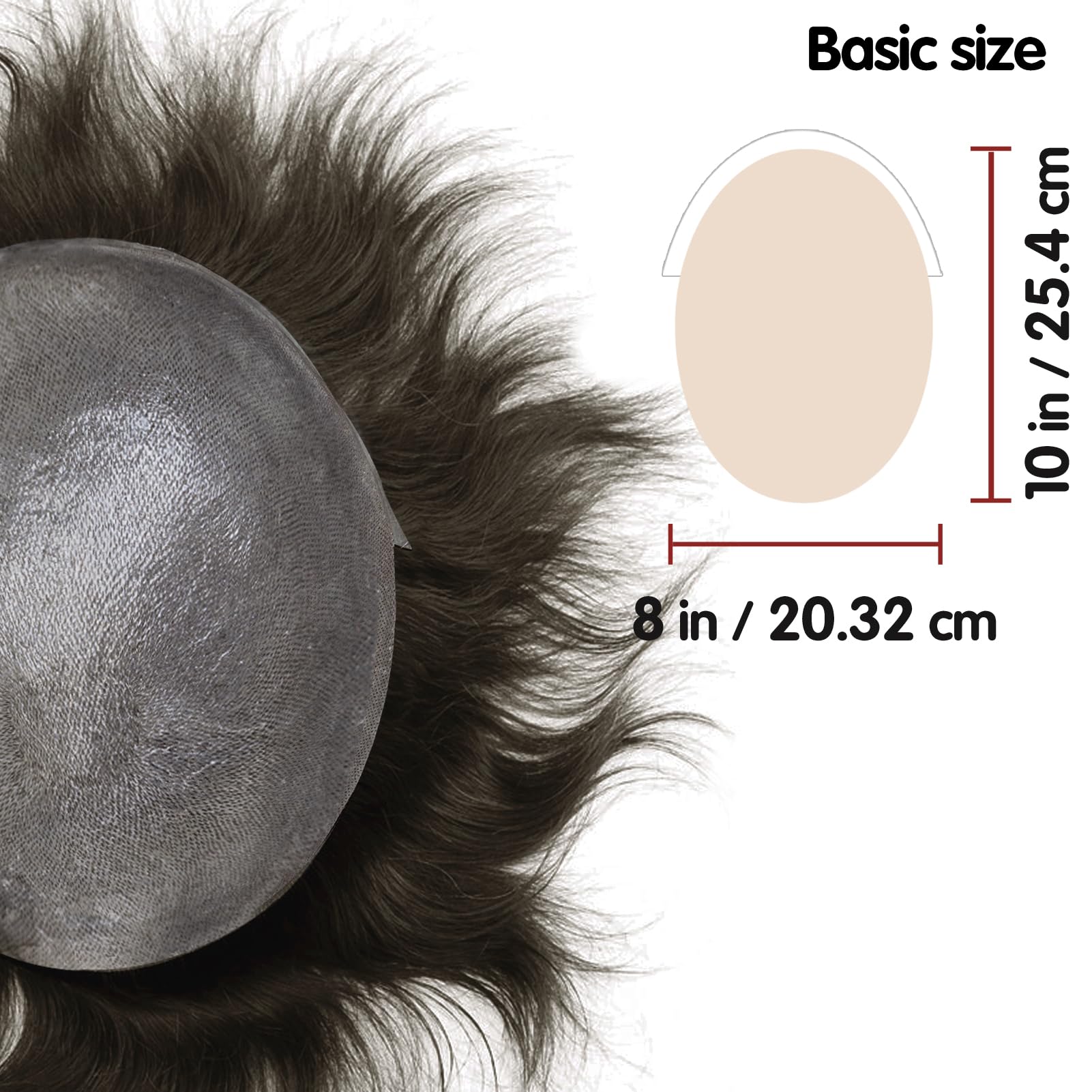 Lordhair Toupee for Men with 100% European human hair 8x10 inch Hairpiece for Men 0.03mm Ultra Thin Skin Hairsystem All V-looped Mens Toupee (Medium Dark Brown #4(ASH)) - Image 3