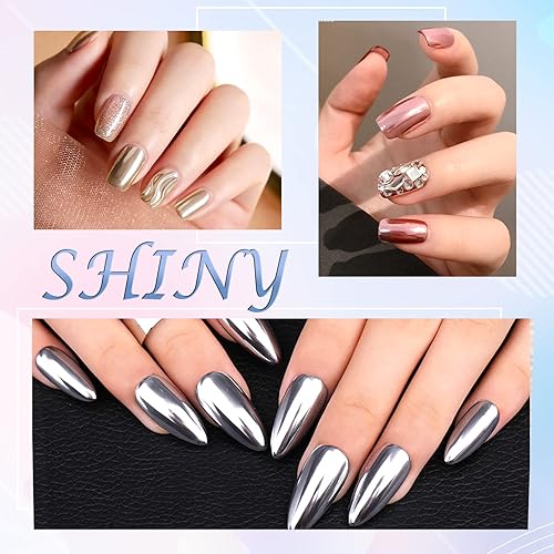 Miniatura 7 de Laza Polvo de uñas cromado, efecto espejo, polvo metálico, holográfico, brillantina, decoración de manicura, pigmento reflectante para bricolaje,