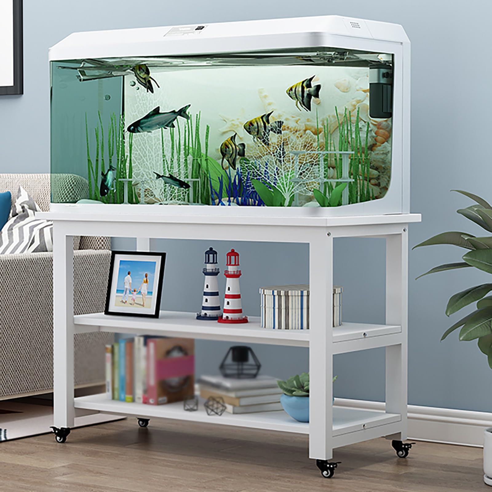 Generisch Nowoczesna szafka pod akwarium do akwariów o pojemności 5-30 litrów, wytrzymała, mobilna rama dla gadów i żółwi, narożny design wiejskiego domu, stabilny uchwyt do akwariów dla zwierząt