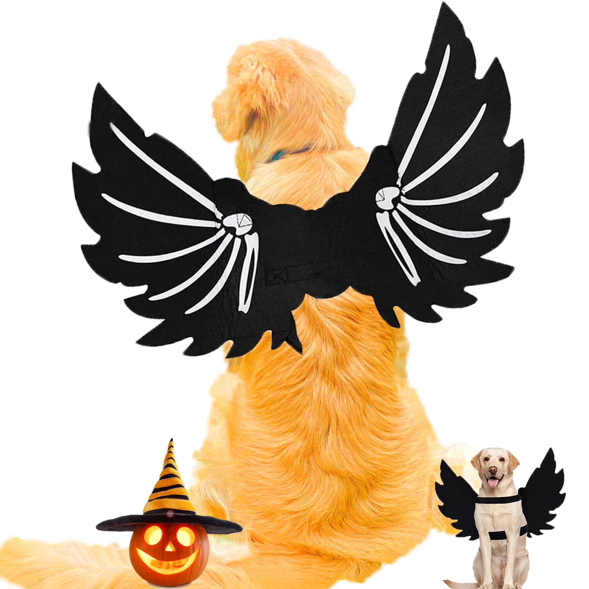 LIBRNTY Alas de Perro, Disfraz de Perro de murciélago de Halloween,Disfraz Perro alas Murcielago,Disfraces de Halloween para Mascotas para Perros medianos Grandes decoración de Cosplay