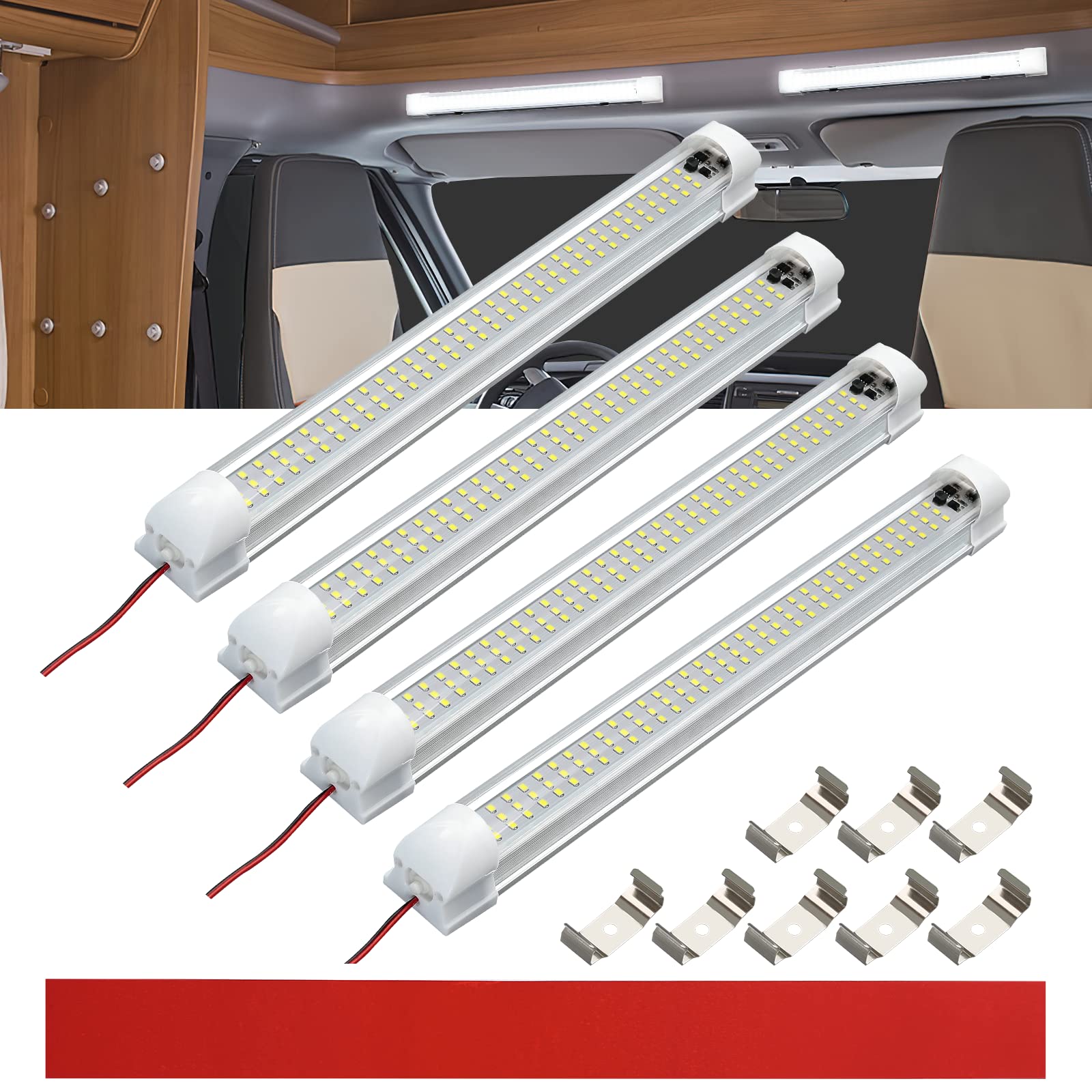 Buy 12v LED Interior Light Bar, Elikliv 108LEDs 1500LM 8W 12 Volt DC LED Strip Lights with ON