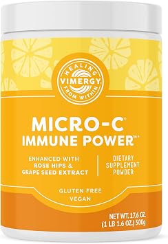 Vimergy Micro-C Immune Power TM * - 500g 139 Servings 2000mg/serving Gentle Form Antioxidant Phytonutrients Immune & Nerve Support Benefits Bone & Cartilage Gluten-Free Kosher Vegan | Supports Immune Health*, Equal to 28 oranges, Collagen Production for Healthy Skin, Hair, and Nails*, Gluten-Free, Kosher