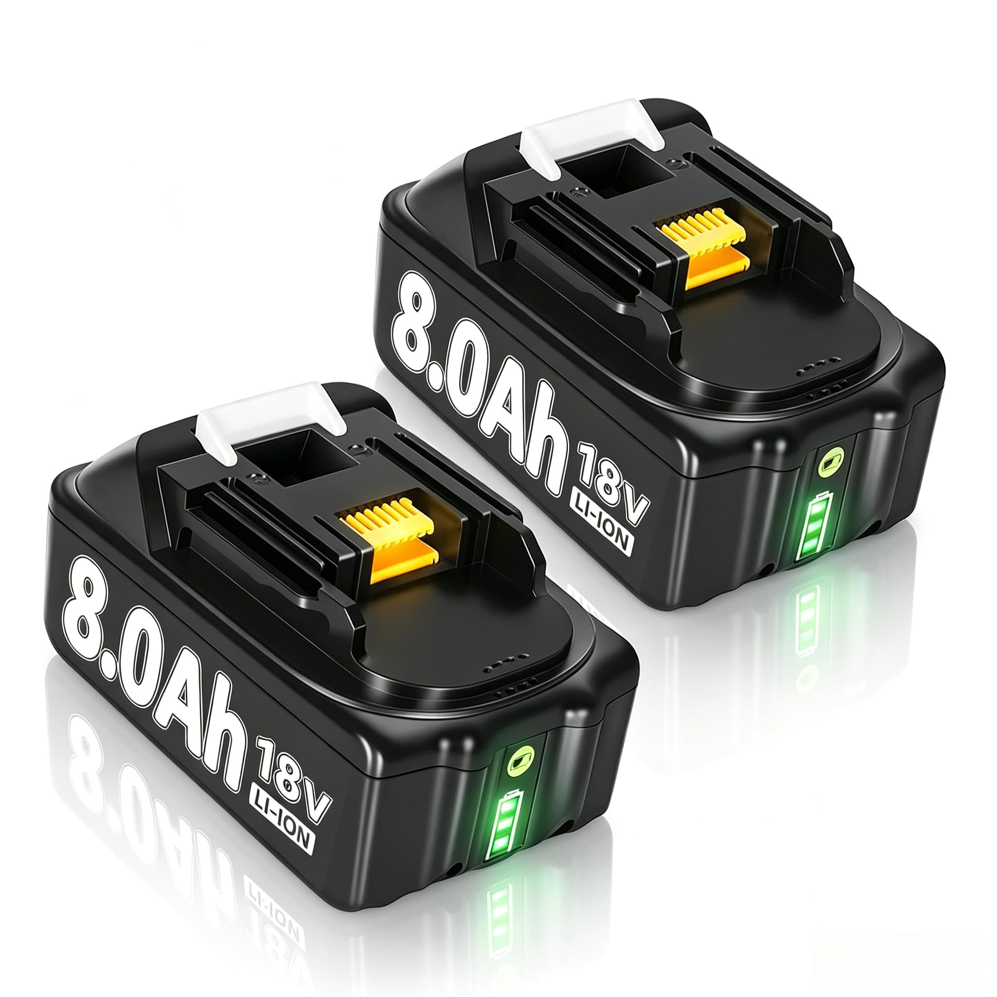 2 Pack 8.0Ah Replacement for Makita 18V Batteries Lithium Ion compatible with Makita battery 18V BL1860B BL1850 BL1850B BL1840 BL1840B BL1830 BL1830B BL1815 Tools with LED Indicator