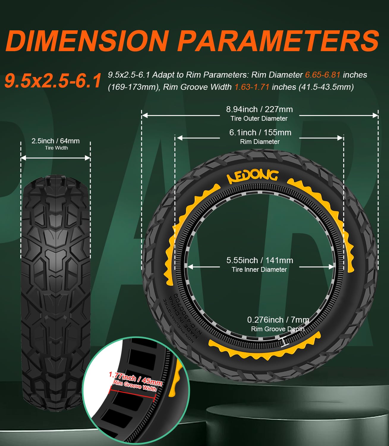 BANGTING 2PCS 9.5x2.5-6.1 Gomma Monopattino per NIU KQi3 Pro/Max/Sport | Antiforatura, Ammortizzante, Ultraleggero Pneumatico Pieno