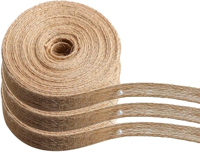 3 Rolls Natural Ribbon, 2CM*30M Natural Rustic Hessian Ribbon Jute Craft Parcel Ribbon for Gift Wrapping and Crafts