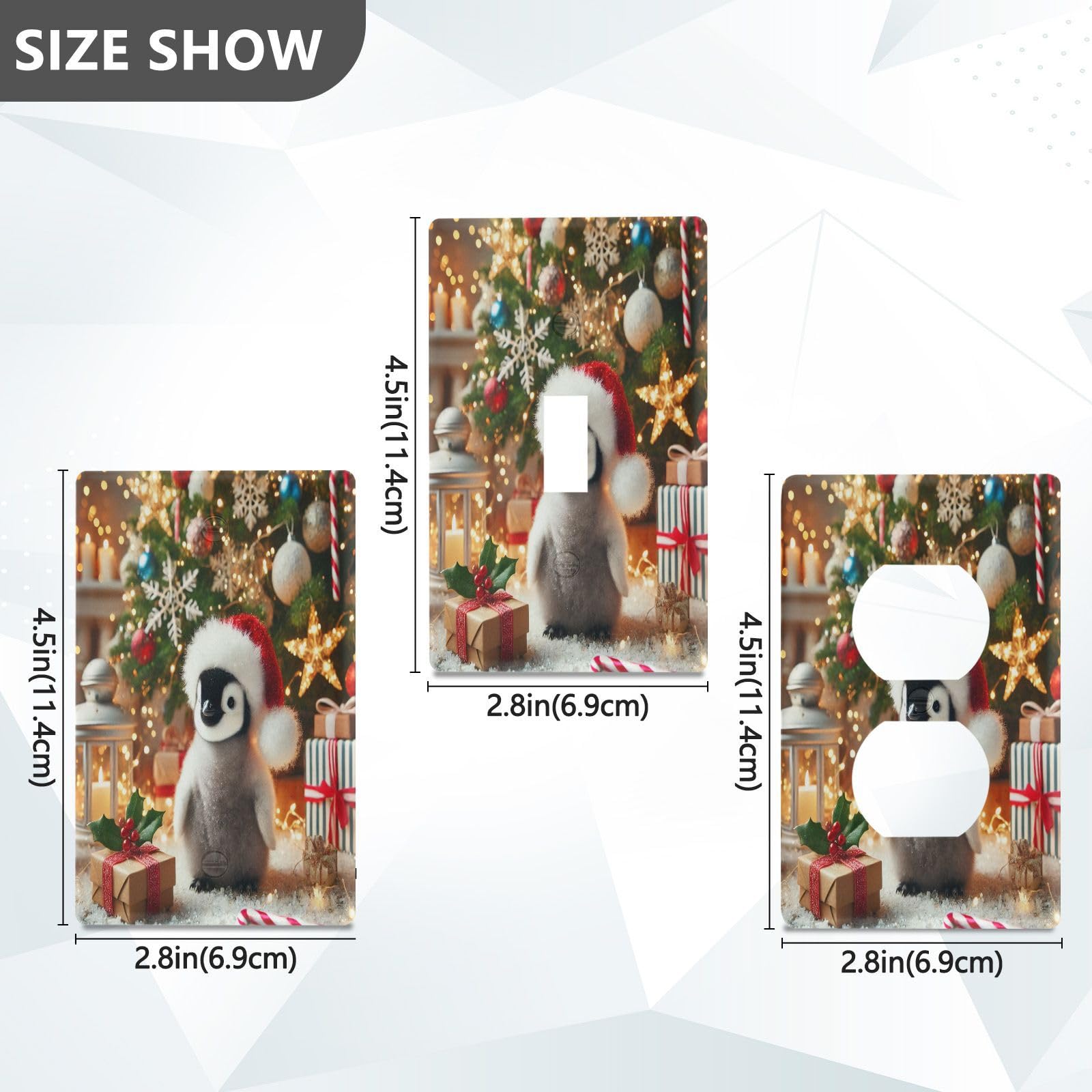 Penguin Christmas Warm Light Switch Cover Decorative Receptacle Outlet Wall Plate Guard Plastic Wall Outlet Cover for Farmhouse Home Decor Livingroom (Unused Outlet Cover)