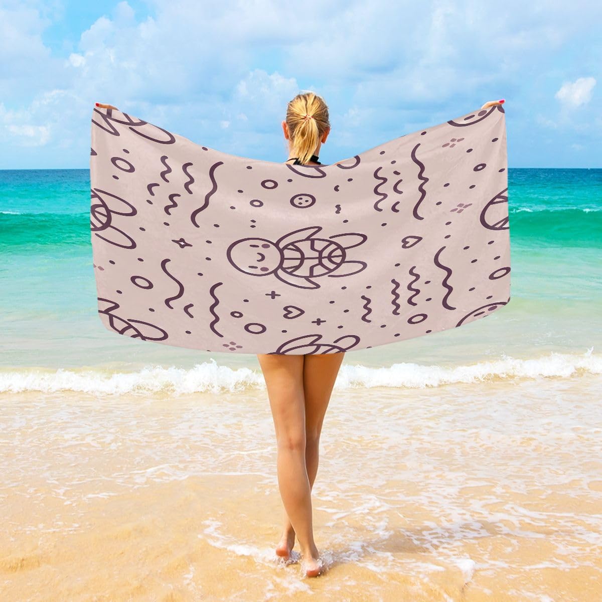 Serviettes Tortue De Ligne Drap De Bain Facile À Entretenir Drap De Plage sans Sable Serviette De Sauna pour Piscine Camping Natation 80X130CM