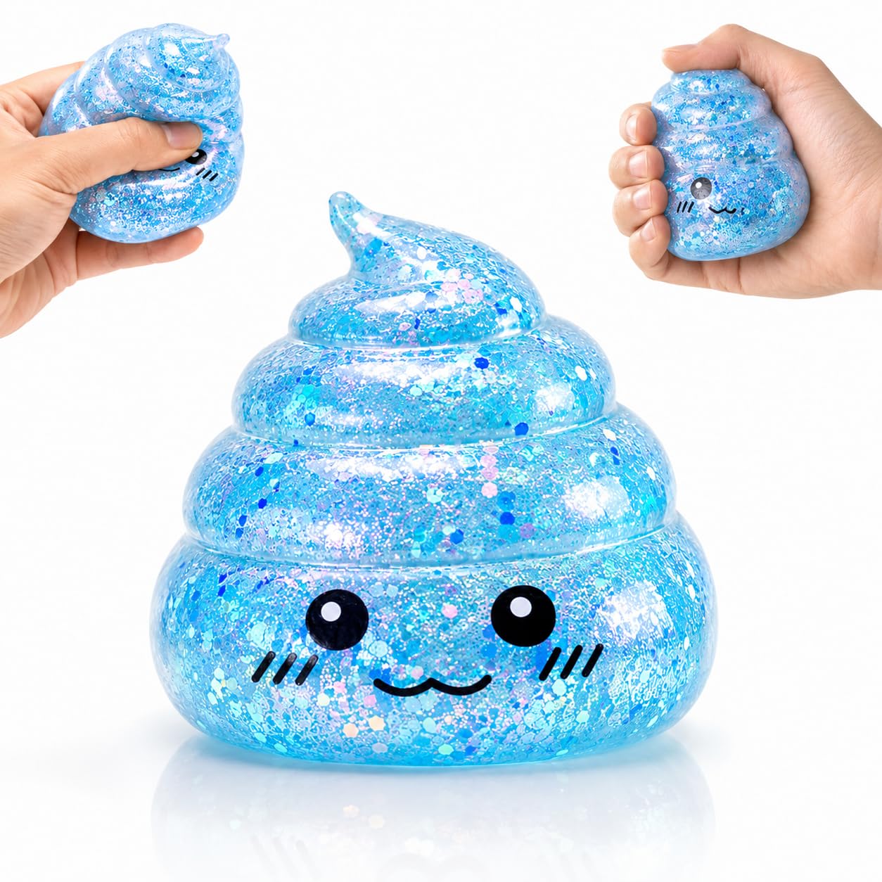 Poo Squishy, Blue Novelty Squeeze Item, Soft and Squeezable Squishy, Fun Desk Accessory for Quiet Hand Activity