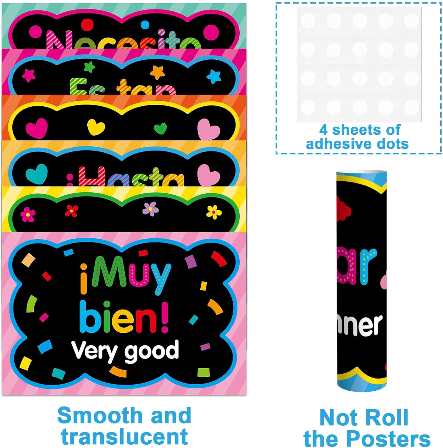 32 Pcs Spanish Words and Phrases Poster Set Spanish Classroom Decorations Spanish Phrases Bulletin Board Study Materials for Teachers Preschool School Classroom Language Study Classroom Decor