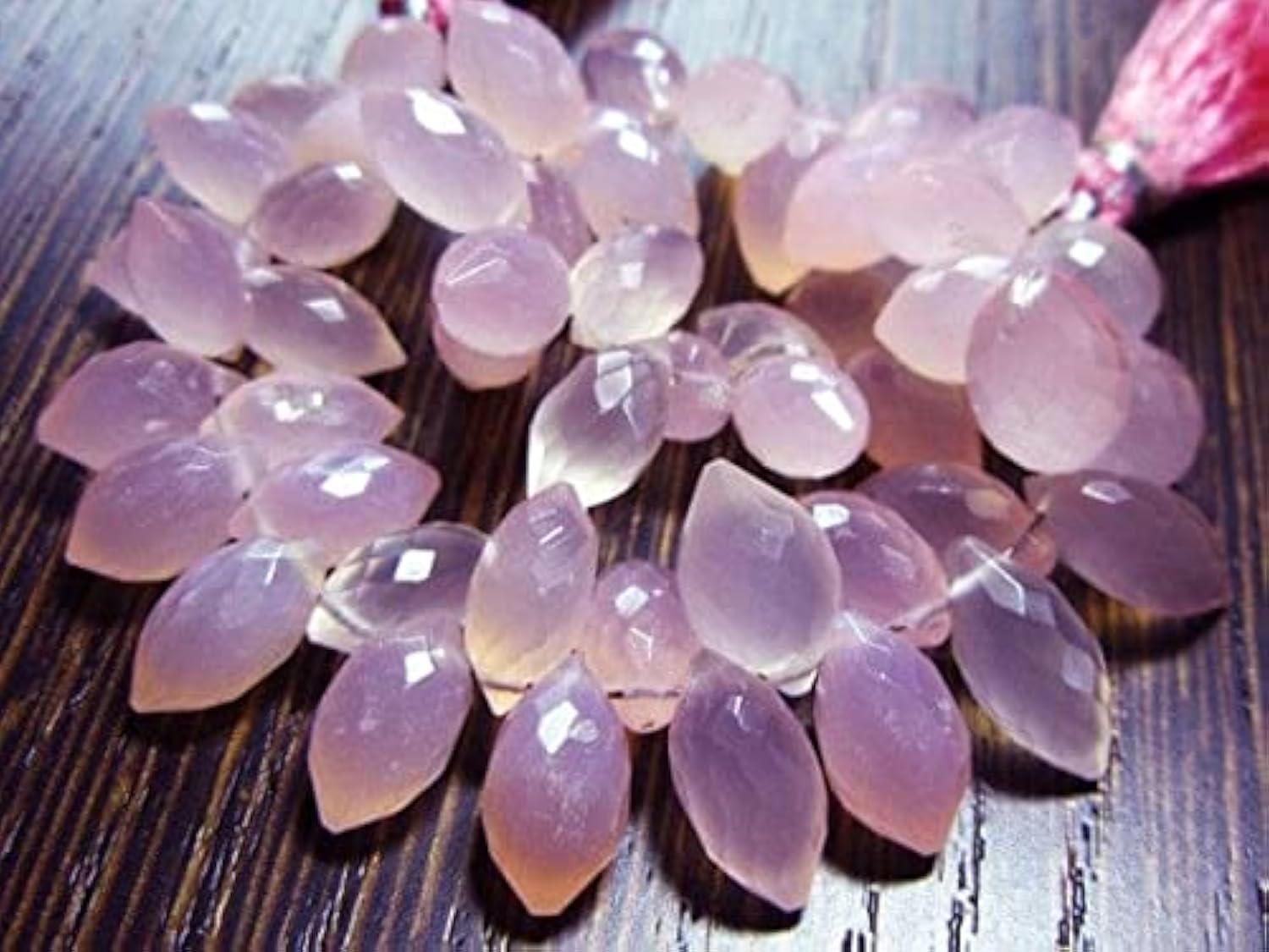 Chalcédoine rose naturelle en briolettes facettées 10x5mm pour perles
