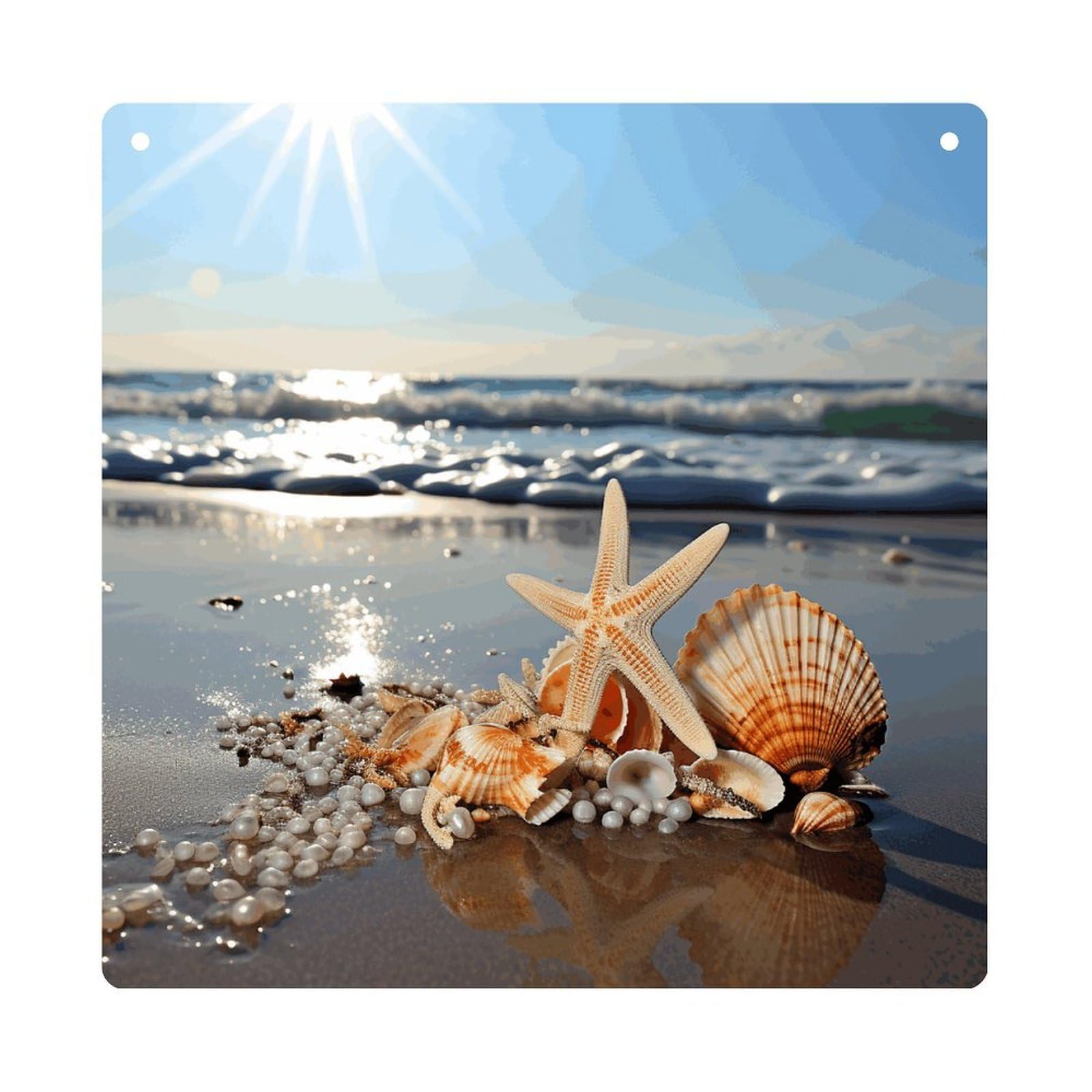 Adfgyerh Style Seashells On The Beach Hanging Ornaments Window Hanging Modern Acrylic Decor For Living Room Bedroom Dining Room Hallway Office Wall Decor, 8X8 In