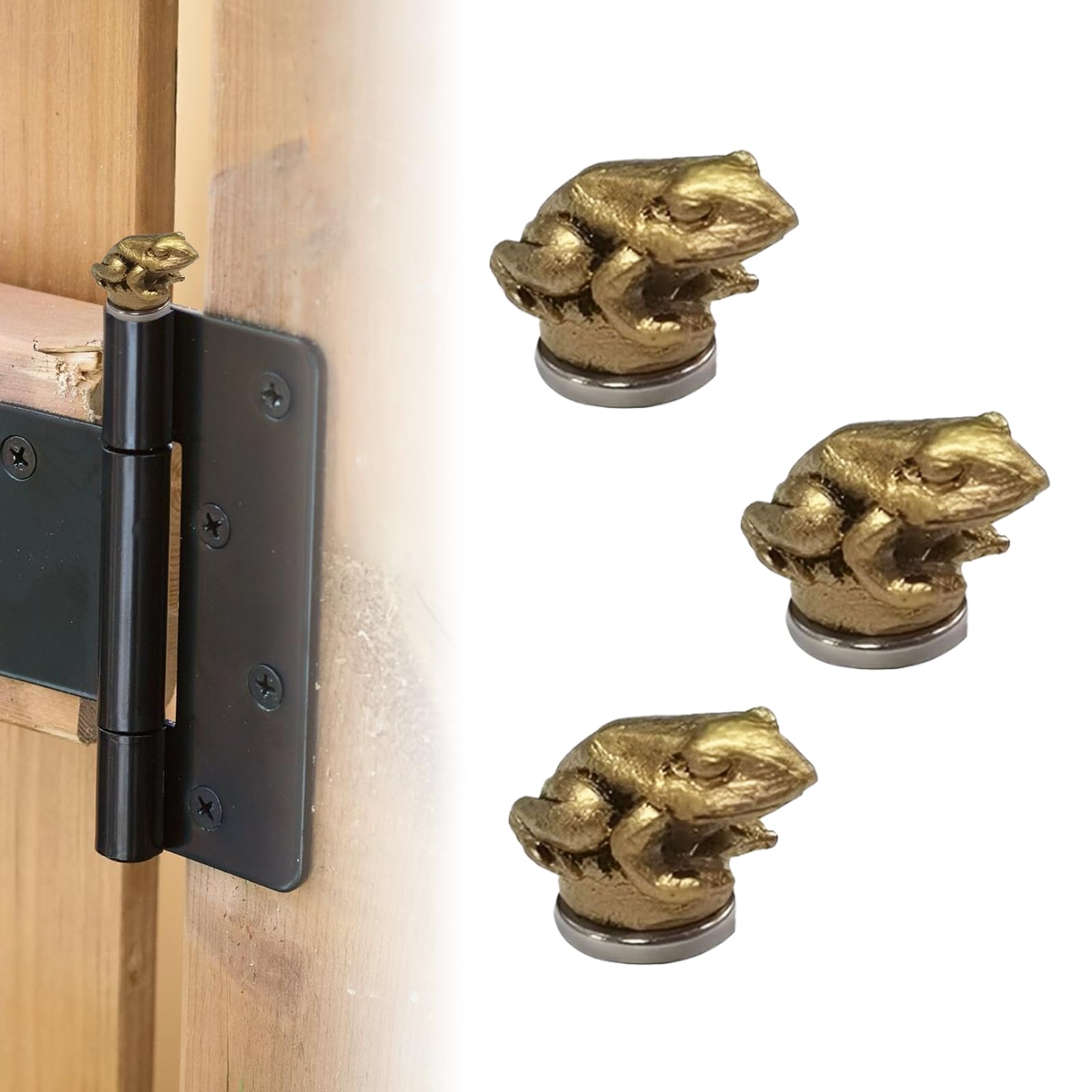 Hinge Heads Decorative Topper - Hinge Head Home Decoration Faux Bronzed Vintage Animal Topper, Door Hinge Heads Decorative Topper with Magnet for Easy Installation (Frog)