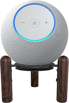 Desk Wood Stand for 2025 New Echo Dot Max, Increase The Height of The Speaker. Improve Sound Quality and Hide The Power Cord. Black Walnut