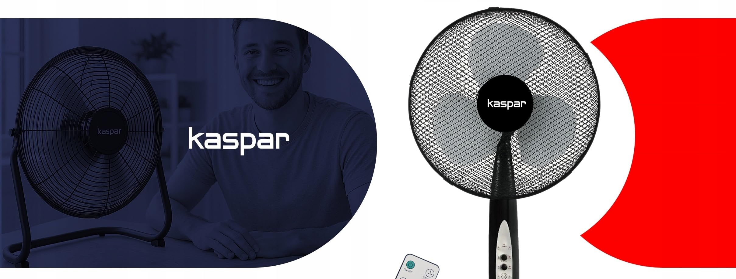 Kaspar Ventilator Standventilator mit Fernbedienung mit 3 Windgeschwindigkeiten Oszillationsfunktion Schwenkfunktion Timer 40 W 36 cm Durchmesser Höhenverstellbar Kreuzfuß Schwarz