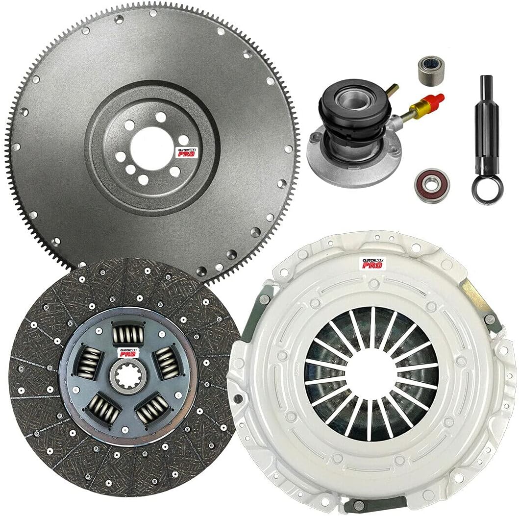 ClutchMaxPRO Performance Stage 2 Clutch Kit with Flywheel with Slave Cylinder Compatible with 1996-2001 Chevy Blazer S-10 GMC Jimmy Sonoma C K 1500 Savana 4.3L (CP04153HDWS-FW167529-ST2)