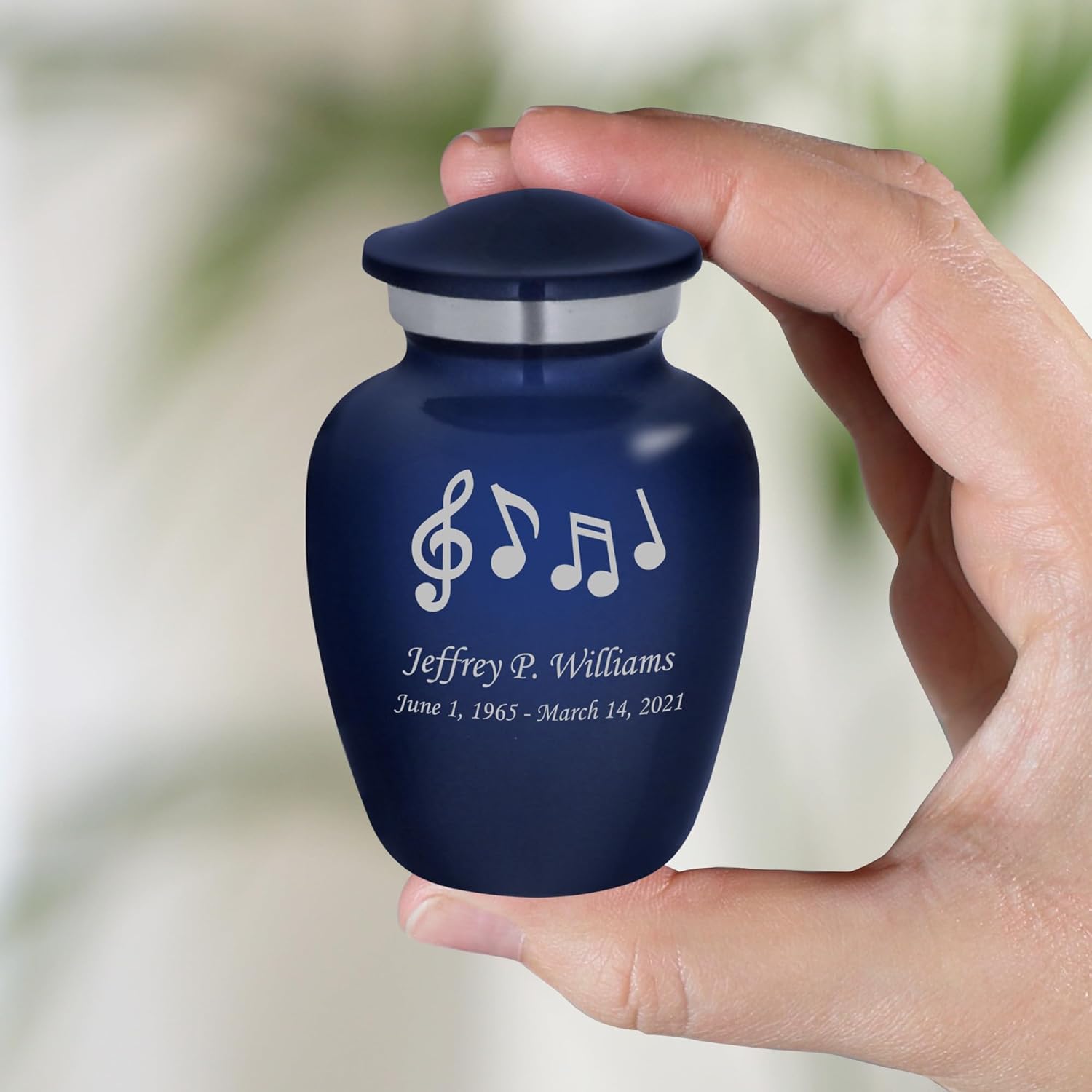 Homage Custom Engraved Music Themed Keepsake Cremation Urn for Human Ashes - Keepsake Urns for the Sharing of Ashes - 3 Cubic Inch Capacity - Personalization Included