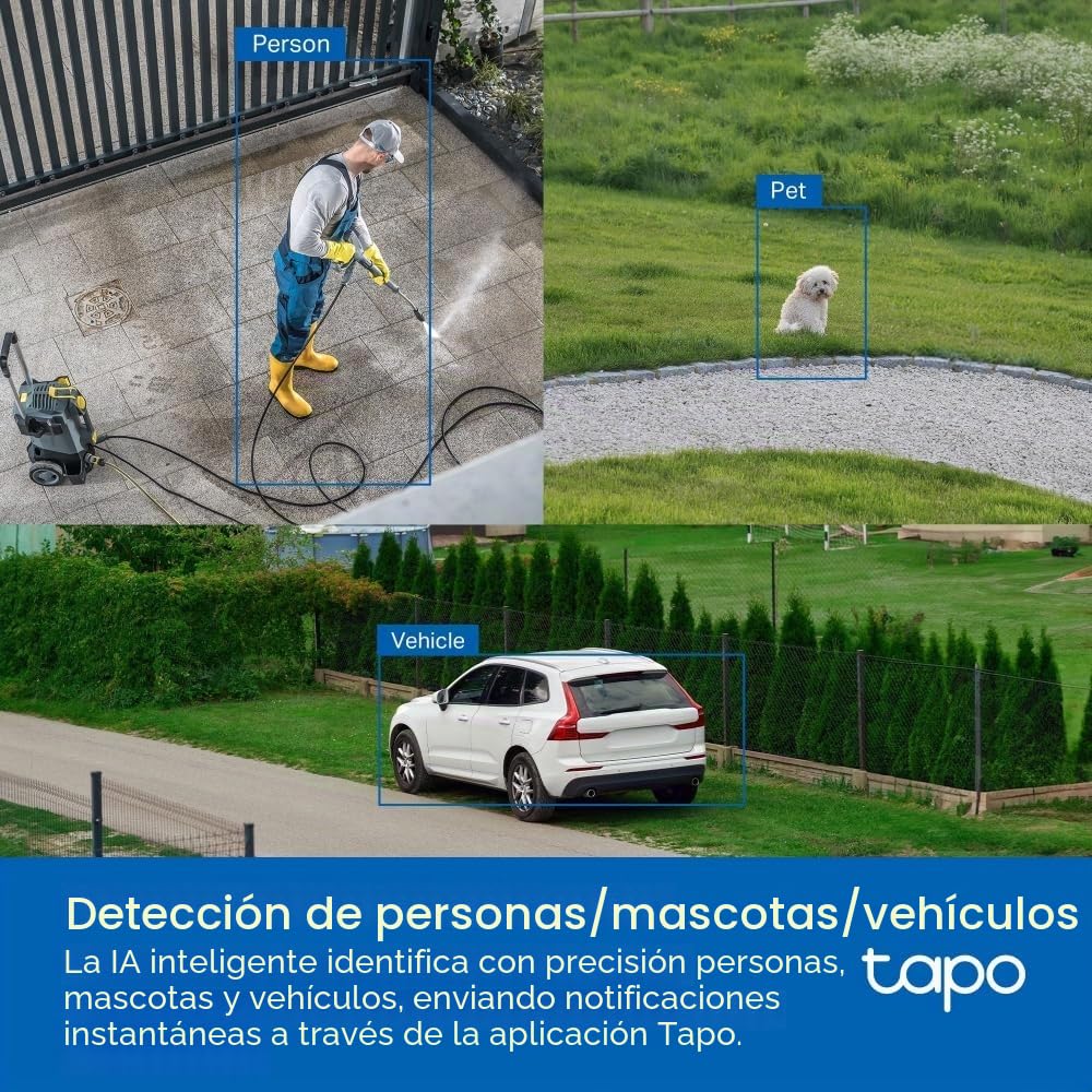 Tapo C530WS - Cámara Seguridad Exterior 360° 3K 5MP, Visión Nocturna Color, Resistencia IP66, Alarma Sonora/Luz, Detección AI, Almacenamiento Nube/SD 512GB, Audio Bidireccional (Paquete de 2)