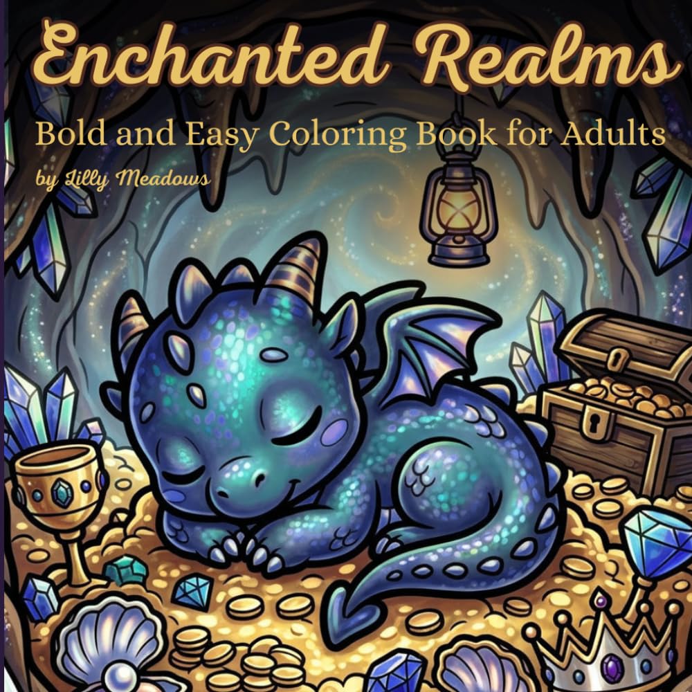 Enchanted Realms: Bold and Easy Coloring Book for Adults | 40 Whimsical Fantasy Scenes with Fairies, Gnomes, Dragons and Magical Cottages for Relaxation and Stress Relief (Cozy Spaces Coloring Books)