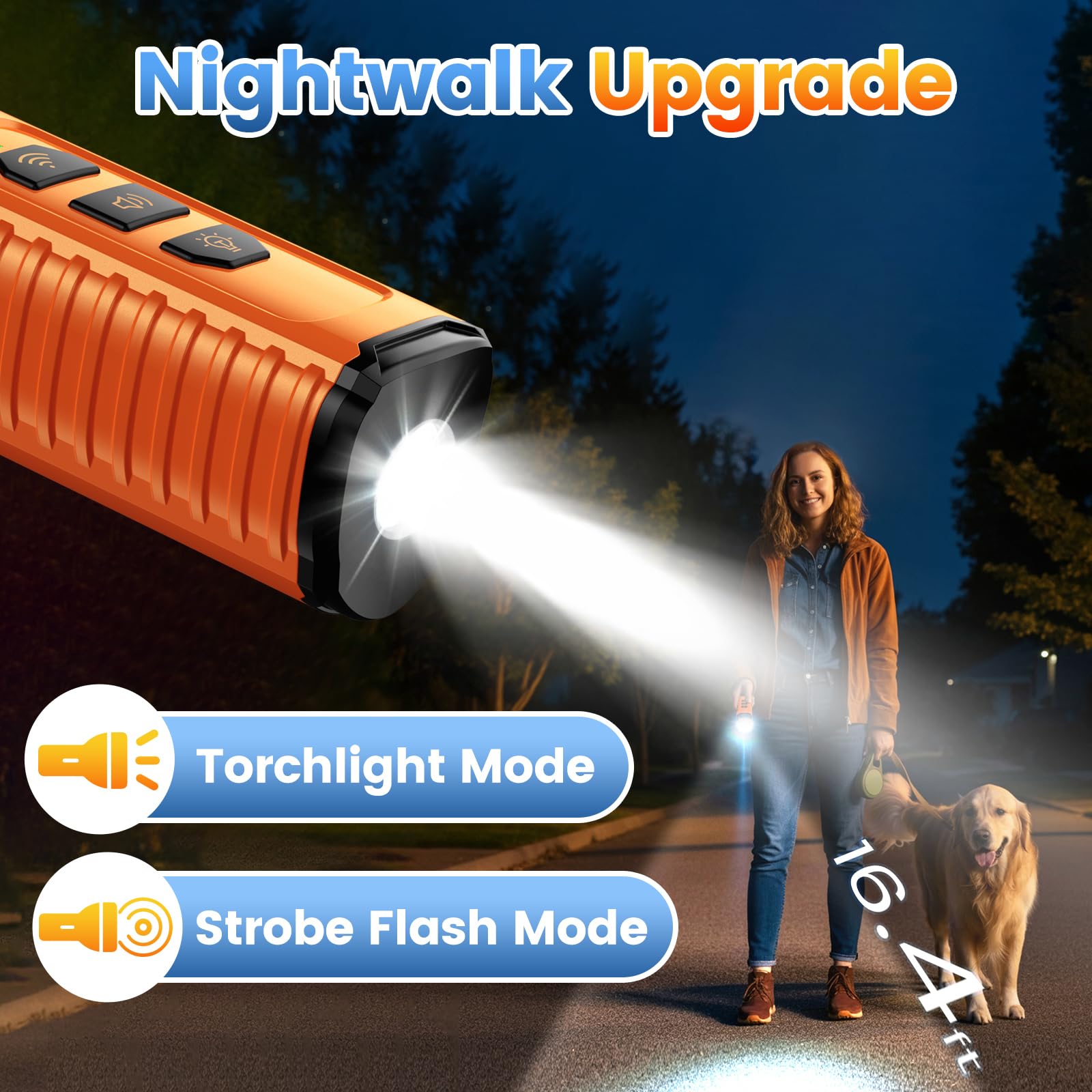 Dog Bark Deterrent Device 3X Anti Barking Device for Dogs, 5 Modes Stop Neighbors Dog Barks No More Safe for All Dogs 50FT Bark Control Indoor Outdoor with Flashlight,Rechargeable Training Device | 3 dispositivos disuasivos ultrasónicos de ladridos de per